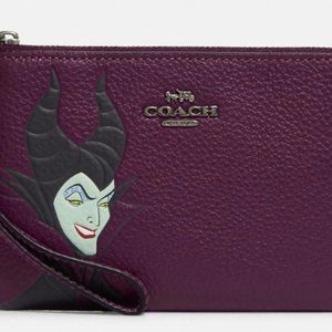 Disney X Coach Corner Zip Wristlet With Maleficent Motif